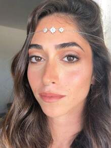 1pc Elegant Boho Square Forehead Head Chain Headband Hair Decoration Fashion Gift  Rhinestone Head Chain Princess Jewelry