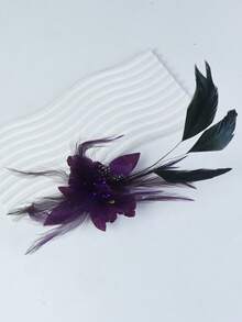 Elegant Handmade 3D Feather Flower Brooch Hair Clip, Women Jewelry Accessory - Feather Flower - View 6