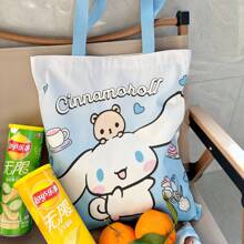 Sanrio Hello Kitty, Cinnamoroll,Pochacco 1pc Supply List Japanese Kt Cat Cartoon Hello Kitty Canvas Bag Fresh And Simple Shoulder Bag Class Hand-Held Canvas Bag, Cute Cartoon Large Capacity Handbag Shopping Storage Bag Tutoring Bag Small Gift Prizes,Birthday Gift,Makeup Bag,Hello Kitty Items