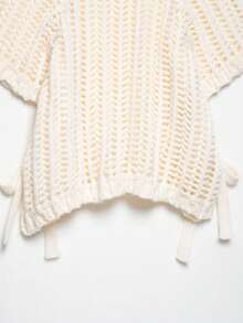 ZEVITY Suéter de punto casual con decoración de cordones laterales y aberturas, diseño de nudo en el bajo, tejido grueso, para otoño/invierno SW2515