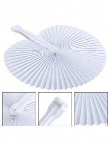 Personnalisation 1/10/15 pièces Éventails en papier blanc pliants à main ronds avec poignée en plastique. Éventails en papier pliants, accessoires manuels pour fête, mariage et décoration de maison