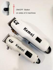 Kemei 2pieces Hair Clipper Set Professional Electric Hair Cutting Machine USB Rechargeable Cordelss Electric Hair Trimmer KM-PG809A And KM-232 For Men's Gooming Home Use Set With Fine Stainless Steel Scissors And Apron Whit Series