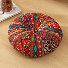 1pc Bohemian Style Round Floor Mat/Cushion - Vibrant Mandala & Floral Design, Thick Polyester Fabric, Suitable For Living Room Or Bedroom, Home Decor