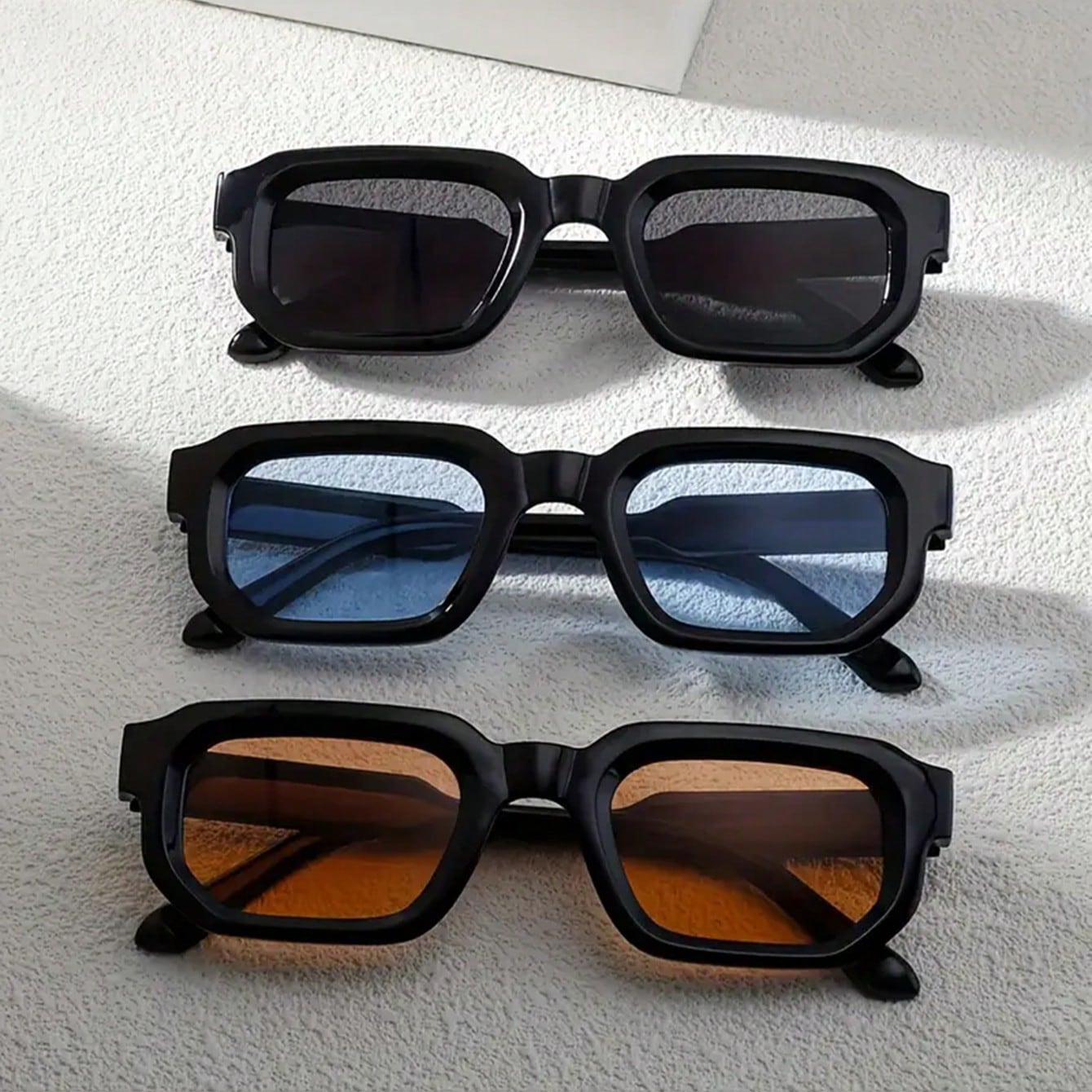 3 PiecesRetro Men's Glasses Set, Square Small Frame, Suitable For Summer Daily Wear And Photography