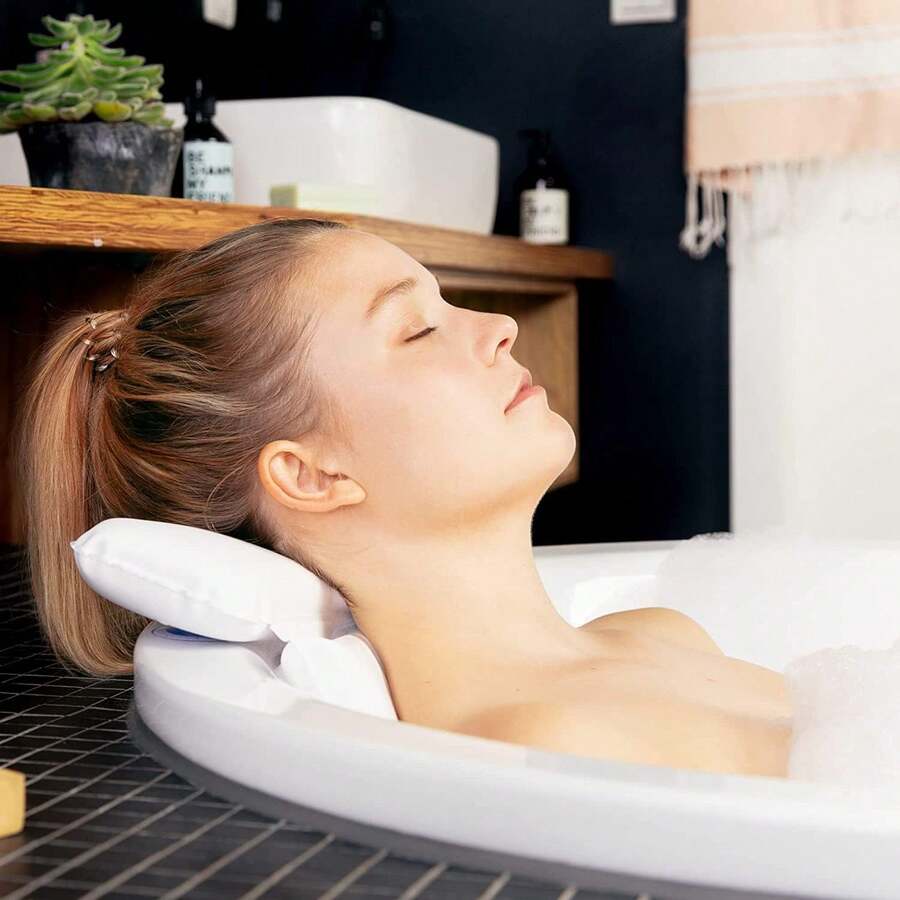 Almohada de baño, Color Blanco, PVC, Alivio del Dolor, ventosas, Soporte ergonómico para la Cabeza y la Espalda, Experiencia de SPA de Lujo, diseño Impermeable, para Ancianos - almohada - Ver 1
