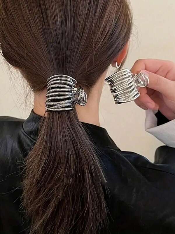 2 peças de grampos de cabelo com garra preta e arma prateada, grampos de cabelo minimalistas para uso diário para quem tem menos cabelo, grampos de cabelo de verão, grampos de cabelo, grampos de cabelo, prendedores de cabelo