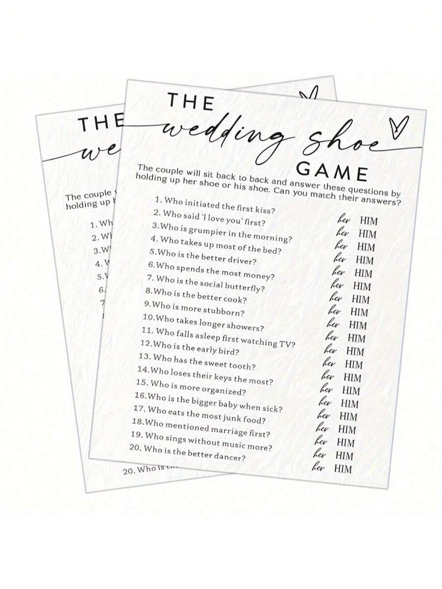 10/25/50 张新娘礼物游戏卡 - 婚礼鞋游戏、简约婚礼派对游戏卡、新娘送礼会游戏、现代新娘礼物派对礼品和装饰 - 彩色 - 查看 1