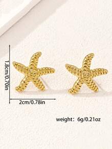 1pc Minimalist Beach Style Starfish Earrings, Suitable For Women To Wear For Daily And Beach Vacation