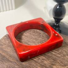 1pc Vintage Resin Acrylic Bangle Bracelet For Women, Korean Style Cuff Jewelry Accessory, Designer Round Shape, New Gift