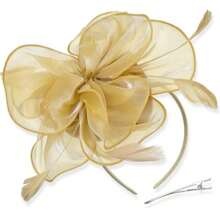 1 Stück Fascinator Hut Teezeremonie Kopfschmuck mit Bändern, Federn auf Haarband und Clip für Mädchen und Frauen, Haaraccessoire