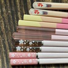 10 Pairs Fiberglass Reusable Chopsticks, Non-Slip,Chopsticks Set For Sushi, Ramen,Dumpling, Asian Cuisine,Noodles, Bento Box,Chinese Japanese Korean Food, Pink+Teal