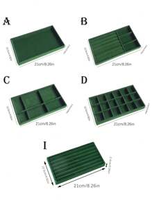 1/5 Green Velvet Jewelry Display Tray, Stackable Jewelry Storage Tray, Jewelry Organizer Tray, Drawer Jewelry Display Cabinet, Earrings, Necklaces, Bracelets, Rings, In Various Sizes For Women Storage Organizer Travel Essentials Back To School Dormitory Storage