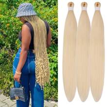 1/3/6 Packungen schwarzes Flechthaare, vorgespannt, knotenlos, Kanekalon Box Zöpfe Haare zum Flechten, vorgespannt, lange gerade synthetische Zöpfe zum Einflechten für knotenlose Zöpfe