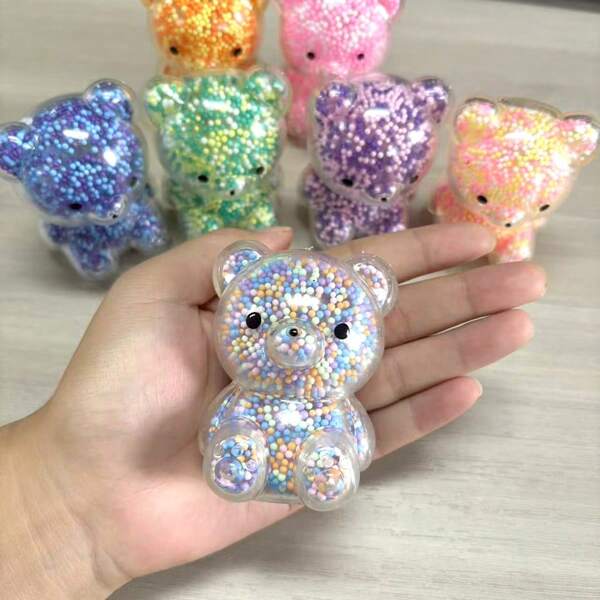 1/3/5/10 Stück Quetsch-Bär-Bälle - Jumbo Mochi Quetsch-Spielzeuge - Fidget Stress-Bälle für Erwachsene, süße Bär Stressabbau Stress-Ball, Quetsch-Ball, Geburtstagsfestlichkeiten, zufälliger Stil und Farbe