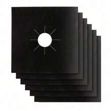 4/6/9/12片装燃气灶炉头保护垫，不粘可重复使用燃气灶保护垫，0.1毫米厚黑色不粘易清洁垫，耐热可裁剪炉头保护垫，易于清洁，适用于烹饪、燃气灶、厨房用具、家居用品、厨房配件 - 彩色 - 查看 3