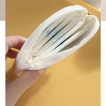 1 件可爱卡通绘画设计 PVC 拉链收纳袋，休闲风格，轻便，可手洗，大容量便携式收纳袋，适用于耳机、电缆、口红和女性卫生用品