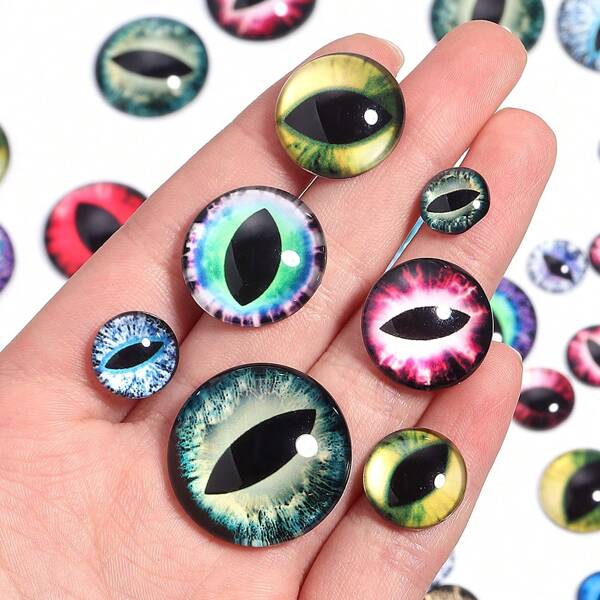10pcs/Pack Glass Cabochon Eyes Rhinestone Stickers 10/12/14/18/20/25mm Fashion Jewelry DIY Findings For Dolls