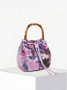 High-End Sequin Bamboo Bucket Bag New Niche Women's Bag Summer Popular Embroidery Straw Woven Crossbody Bag