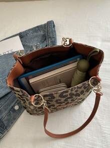 Bolso de mano a rayas de moda - Bolso de hombro de gran capacidad para mujer - Bolso de tote con cremallera para uso diario, con correa de tote de cadena metálica