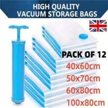 12 X STRONG VACUUM STORAGE SPACE SAVER SAVING VACUM VACCUM LARGE ORGANISER BAGS - White - View 3