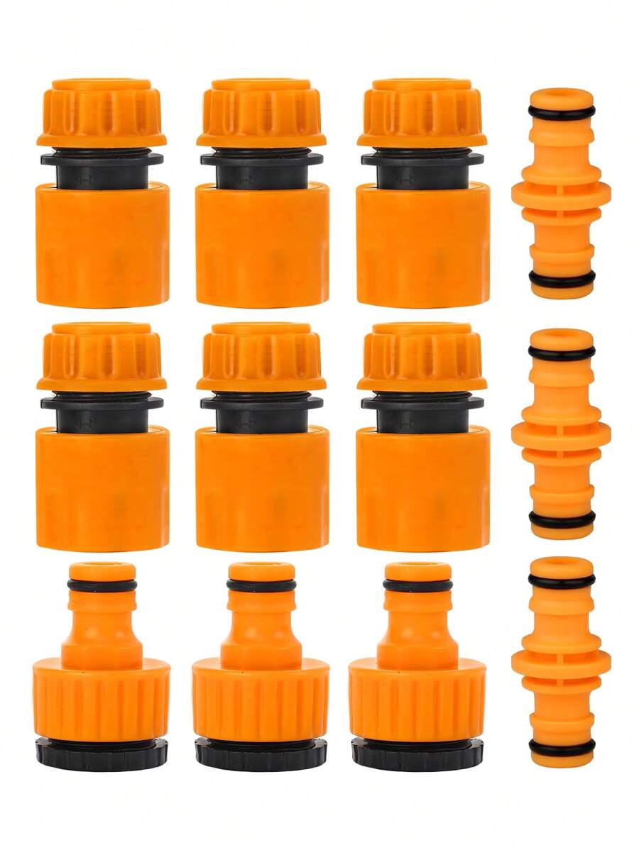 12pcs Garden Hose Quick Connector, Nipple Adapter & Hose Connection Head, Extension Joiner Combination, Fits 1/2 Inch Soft Hoses