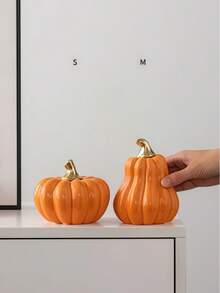 1个陶瓷南瓜造型摆件，简约现代工艺，适用于桌面、办公室、家居装饰 - 橘色 - 查看 3