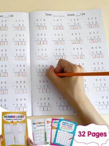 32 Pages Of Basic Math Workbook For Kids, Number Lines For Addition And Subtraction, Addition And Subtraction Within 1000, Mixed Operations, Multiplication And Division Calculation Programs, Preschool Family Education, Kindergarten School Workbook, Cultivate Children's Interest In Learning Mathematics, Improve Learning Ability, Inspire Children's Logical Thinking, Give Children Gifts, School Season Gifts,Back To School