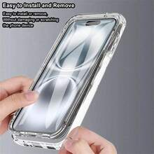 360° Front And Back Shell Film Two-In-One Full Coverage TPU Soft Shell PET Panel PC Back Panel Two-In-One Shockproof And Shock-Absorbing Non-Yellowing Mobile Phone Case Compatible With Apple 16, Galaxy S25 Edge, , Redmi Note, OPPO Waterproof Anti-Fall Scratch Resistant - Clear - View 5