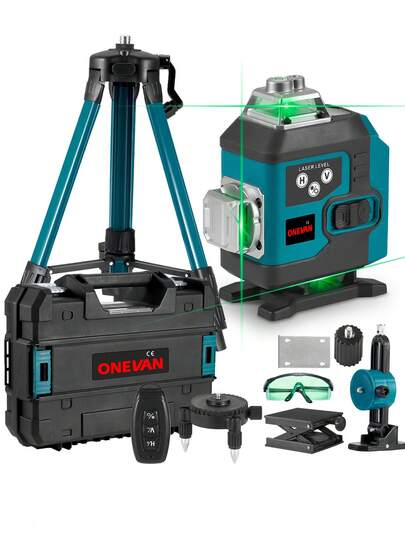 ONEVAN 16 Lines 4D Laser Levels 360 Horizontal Vertical Green Line Laser Level Self-Leveling Measure Leveling Tool