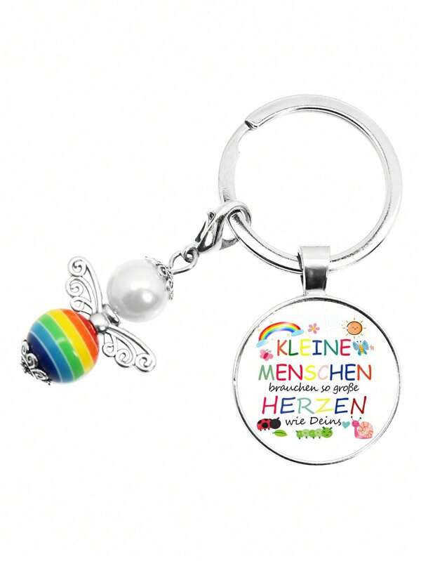 1 pieza Llavero con frase "LAS PEQUEÑAS PERSONAS NECESITAN CORAZONES TAN GRANDES COMO EL TUYO" como regalo de despedida para educador, niñera, jardín de infancia, kínder