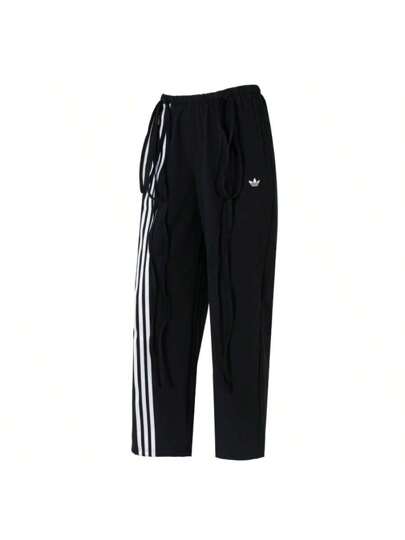 ★関税込★BINARY01★Tape Ribbon Training Pants★ Tassel & 3-Stripes Tape Relaxed Workout Cuffs Training Pants