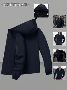 Giacca con cappuccio con cerniera, tinta unita, adatta per sport all'aperto e uso casual, regalo adatto per fidanzato, amico, marito, Festa del Papà