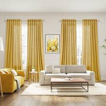 Extra Long Gold Linen Curtains 120 Inch For Living Room 2 Panels Set Rod Pocket Back Tab Light Filtering Semi Sheer Linen Window Drapes Privacy High Ceiling Drapes For Farmhouse 52x120 - Gold - View 9