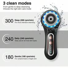 New Style Face Scrubber ExfoliatorFacial Cleansing Brushes Rechargeable IPX7 Waterproof With 5 Brush Heads Electric Face Spin Brush For Exfoliating Massaging And Deep Cleansing Black+Gold - 黑色+金色 - 查看 5