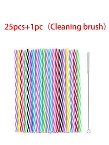 100 支可重复使用吸管，适用于洗碗机的塑料吸管，适用于冰沙、果汁、鸡尾酒、热饮的塑料吸管，9.06 英寸吸管（25/50/100 支） - 彩色 - 查看 13