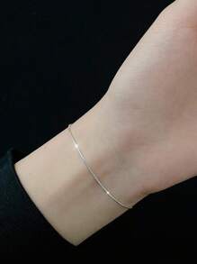 1pc Stainless Steel Snake Bone Design 18K Gold Plated Dainty Women Bracelet, Won't Fade