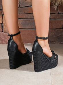 Neue Urlaubsstil vielseitige bequeme elegante Damen Hanfseil Plateau Sandalen