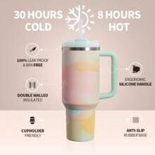 Compatible con 40 Oz H2.0 Vaso con asa, botella de agua de acero inoxidable de doble pared y vacío aislada, bebida de verano premium, frasco portátil práctico, taza de viaje para café con hielo, para camping al aire libre, senderismo, conducción, viaje, idea de regalo perfecta