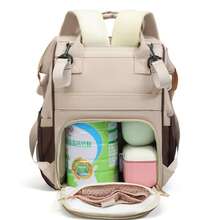 1pc New High-Quality Colorblock Nylon Diaper Bag Backpack For Moms, Large Capacity Waterproof Baby Nappy Bag With Separate Wet/Dry Compartments, Tissue Holder, Bottle Pocket, Stroller Hooks, Luggage Sleeve, Durable For Travel - Multicolor - View 11