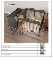 Indoor Small Dog Fence With Toilet Area, Pet Gate For Home, Escape-Proof Dog Playpen Crate