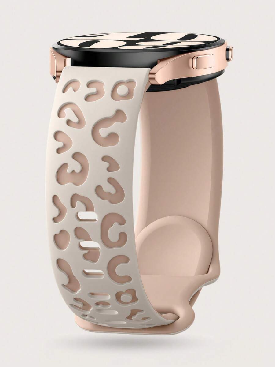 Bracelet de montre en silicone gravé à imprimé léopard bicolore 20mm compatible avec Samsung Galaxy Watch 7 6 5 4 40mm 44mm/5 Pro/6 Classic 47mm/Watch 4 Classic/Active 2, 45mm/Watch 3/Watch 4 Classic 42mm 46mm Watch 6 47mm 43mm, bracelet de sport bohème imperméable de remplacement compatible avec Huawei Honor pour hommes et femmes