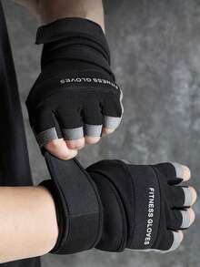 2pcs Weight Lifting Gym Workout Gloves With Wrist Wrap Support For Men & Women, Full Palm Protection, For Weightlifting, Training, Fitness, Hanging, Pull Ups