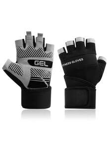 2pcs Weight Lifting Gym Workout Gloves With Wrist Wrap Support For Men & Women, Full Palm Protection, For Weightlifting, Training, Fitness, Hanging, Pull Ups