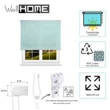 Well Home 素色半透明捲簾 - 灰白色，(寬 x 長) 尺寸：A(170*175cm)、B(100*250cm)、C(160*175cm) 和 D(140*250cm)。布料尺寸：167 x 170cm。 - 藍色 - 查看 2