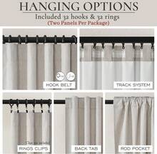 Natural Melange Taupe Blackout Curtains 102 Inch Long Flax Linen Curtain With Pleat Clips&Hooks Belt, Floor To Ceiling For Living Room Cooling Drapes For Summer Heat (50"W X 102"L X 2Panels) - 香檳色 - 查看 7