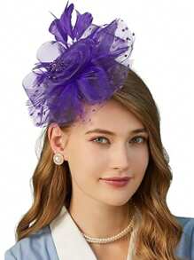 1 buc Fascinator cu pene, petrecere de ceai, elegante, Kentucky Derby, pălării, cutie de pilulă, cocktail, nuntă, mireasă, fascinatoare, bandă de susținere pentru femei și fete, cadou de ziua de naștere de Ziua Mamei, chestii școlare, elegant, toamnă
