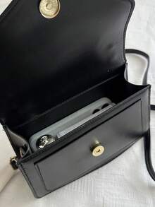 轻巧、商务休闲带扣装饰方形包，母亲节礼物，适合妈妈、少女、女大学生、新秀和白领工作者，非常适合办公室、大学、工作、商务、通勤、户外、旅行、郊游 - 黑色 - 查看 9