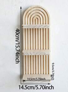 1 Pc Wooden Arched - Top Wall Shelves, Vertical Slat Design Decorative Display Shelves, Modern Home Decor For Living Room & Bedroom, Storage Shelves For Displaying Decorative Items
