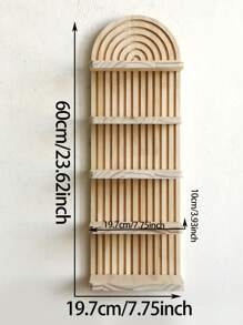 1 Pc Wooden Arched - Top Wall Shelves, Vertical Slat Design Decorative Display Shelves, Modern Home Decor For Living Room & Bedroom, Storage Shelves For Displaying Decorative Items