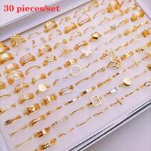 Set de 30 piezas/Paquete de anillos de aleación y perlas de imitación de lujo, estilos variados elegantes y surtidos, adecuados para fiestas y uso diario, joyería de moda, mejor regalo, envío aleatorio